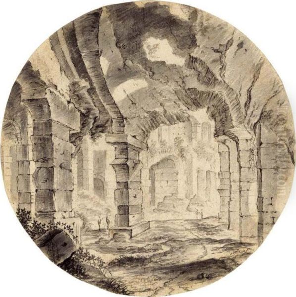 Study Of The Colosseum In Rome by Johannes Colaert