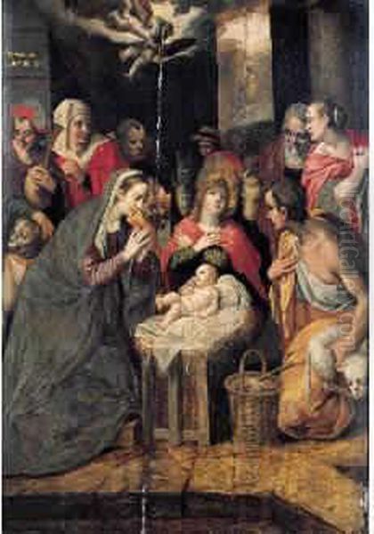 Van Den Cortbemde : Nativite Oil Painting by Johannes Jan Colaert