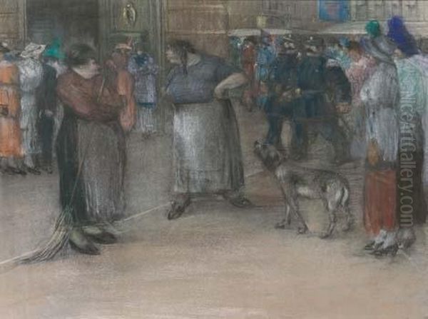 Litigio In Strada, (1914) Oil Painting by Domenico Colao