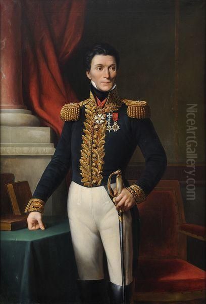 Portrait En Pied De Edouard Francois Simon En Uniforme Oil Painting by Auguste Colas