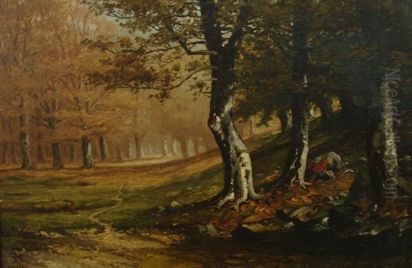 Forest Landscape Oil Painting by George Ernest Colby