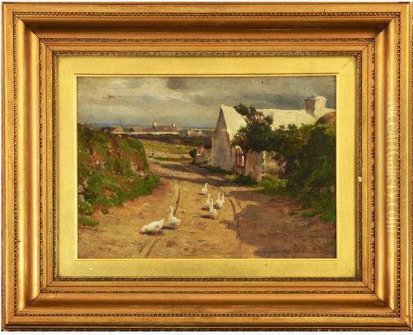 Geese / Irish Country Lane Oil Painting by Chisolm Cole