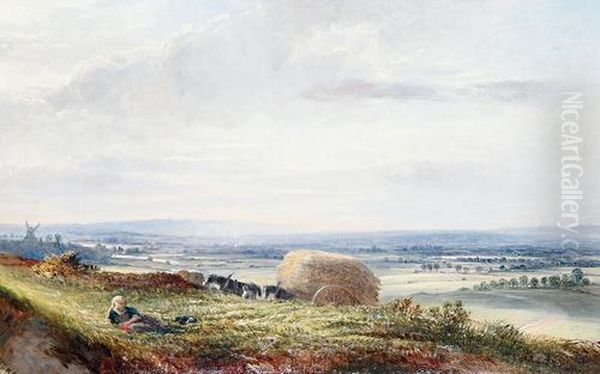 Haymaking Oil Painting by George Vicat Cole