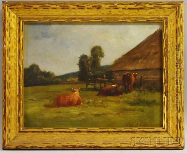 Cows In A Pasture Oil Painting by Joseph Foxcroft Cole