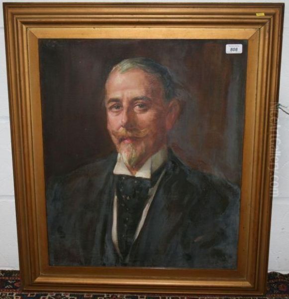 Portrait Of A Distinguished Gentleman Wearing Wing Collar And Spotted Cravat Oil Painting by Philip H. Rideout