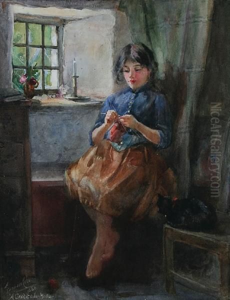 A Credit To Her Mother Oil Painting by Philip H. Rideout