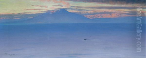 View Of Vesuvius From Capri Oil Painting by Charles Caryl Coleman