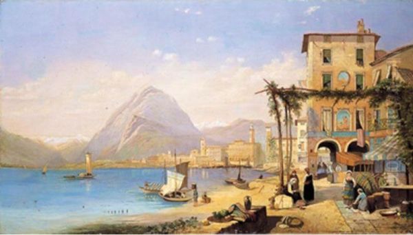 Lago Di Lugano Oil Painting by Edward Coleman