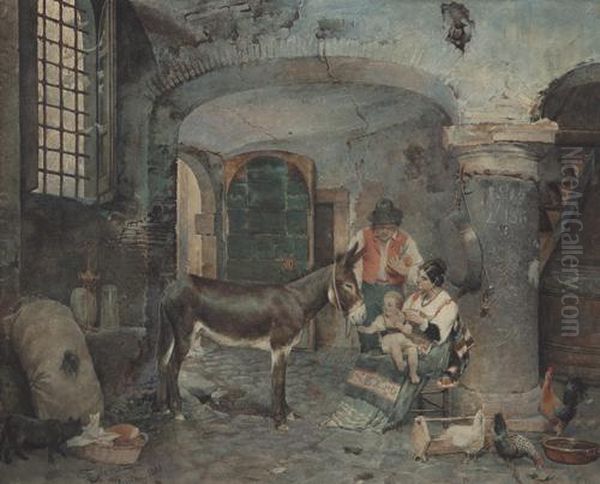 Interno Di Stalla Oil Painting by Francesco Coleman