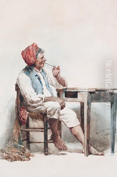 Artisan Smoking A Pipe Oil Painting by Francesco Coleman