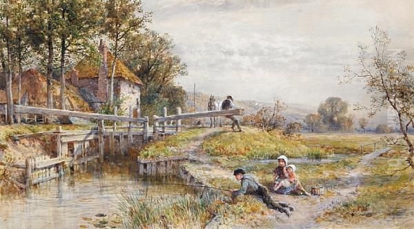 Fishing By The Lock Oil Painting by William Stephen Coleman