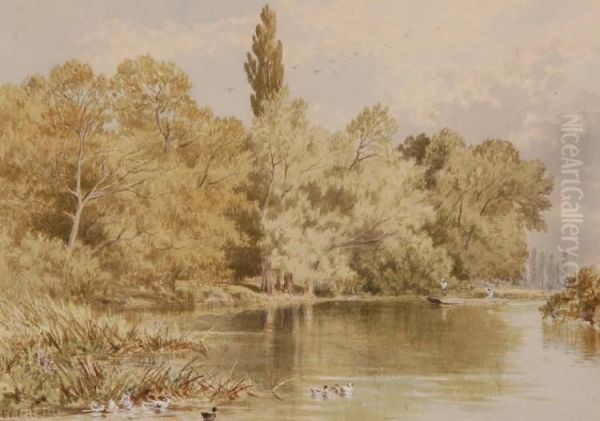 Punt On The Thames At Pangbourne Oil Painting by Francis George Coleridge