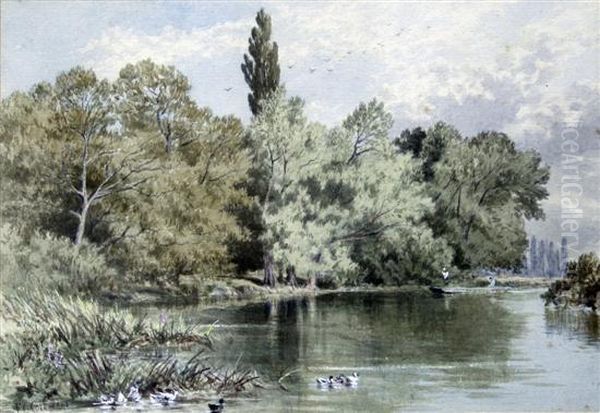 The Thames At Pangbourne Oil Painting by Francis George Coleridge