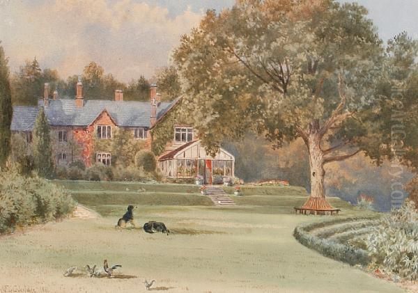 A Country House And Garden Oil Painting by Frederick G Coleridge