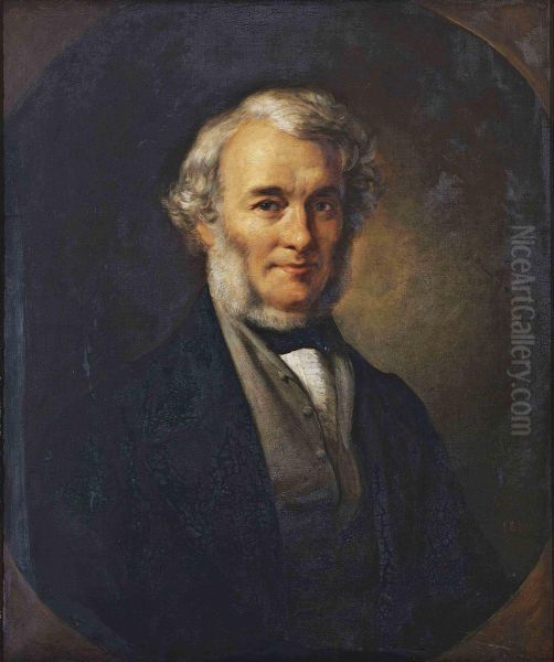 Portrait Of Richard Cobden, M.p. (1804-1865), Half-length, In A Black Coat And A Grey Waistcoat Oil Painting by Alexandre-Marie Colin