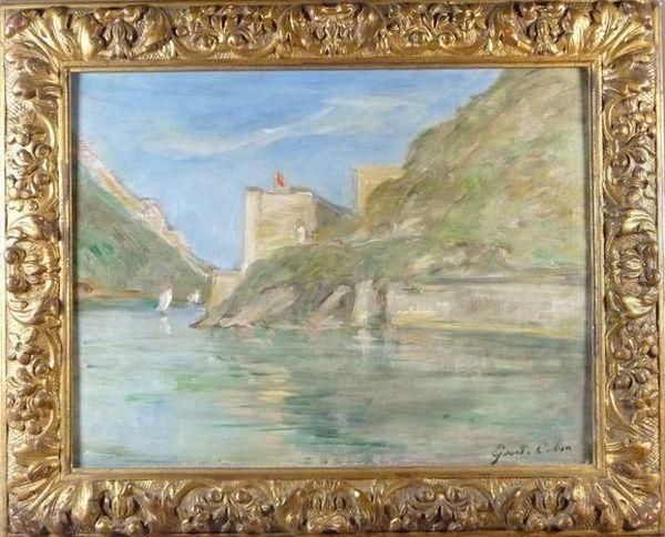  Voiliers Pres D'un Fort  Oil Painting by Gustave Colin