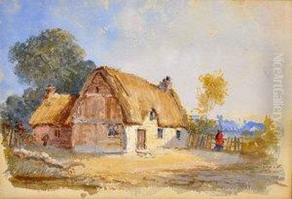 A Cottage Oil Painting by Samuel David Colkett