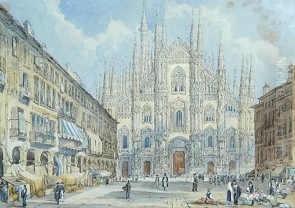 Milan Cathedral Oil Painting by Victoria S. Colkett