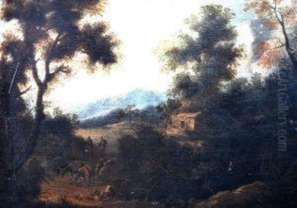 Italianate Landscape Oil Painting by Francisco Collantes