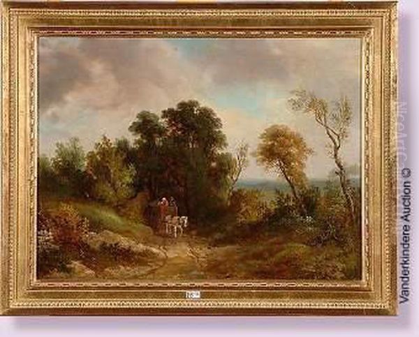 Attelage Sur Un Chemin De Campagne Oil Painting by Marie Collart