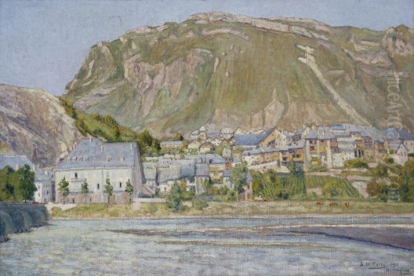 Vue De Montmelian, Savoie Oil Painting by Auguste Michel Colle