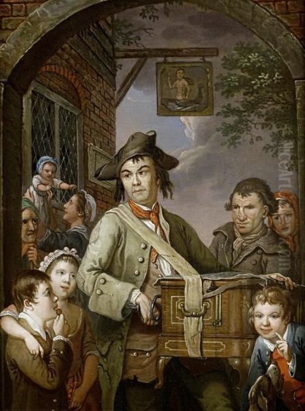 The Hurdy Gurdy Player Oil Painting by John Collet