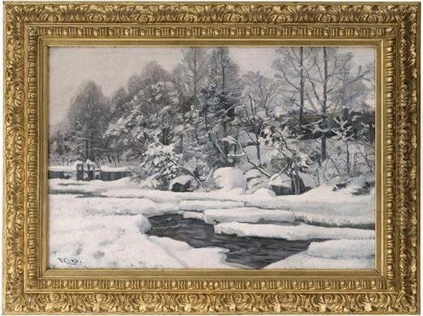 The River Mesna,winter 1893 Oil Painting by Fredrik Collett