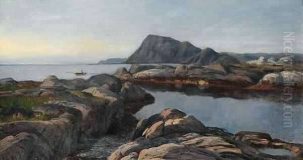 Kystlandskap Med Robat 1884 1884 Oil Painting by Fredrik Collett