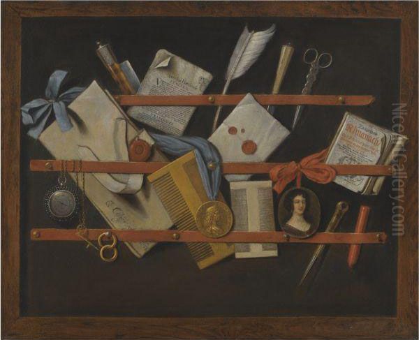 A Trompe L'oeil Still-life Oil Painting by Edwart Collier