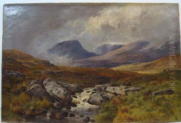 Scottish Highland Scene With A Stream Oil Painting by Arthur Bevan Collier