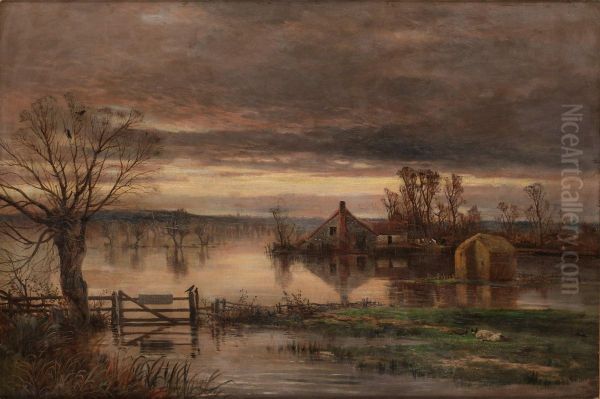 Skymingslandskap Oil Painting by Arthur Bevan Collier