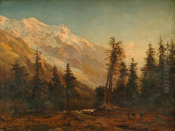 Manner Of Sir Robert Porrett Collier Sunset, Chamonix Oil Painting by Robert Porrett Collier