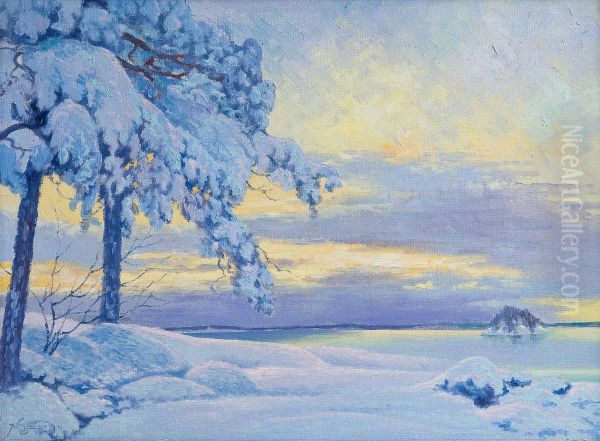 Winter Landscape Oil Painting by Alfred Collin