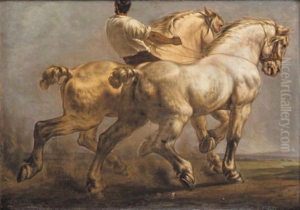 Les Chevaux De Labour Oil Painting by Andre Collin