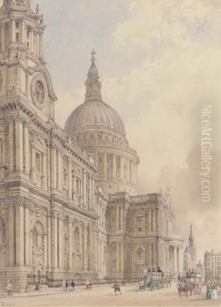 St. Paul's Cathedral Oil Painting by James Kelaway Colling