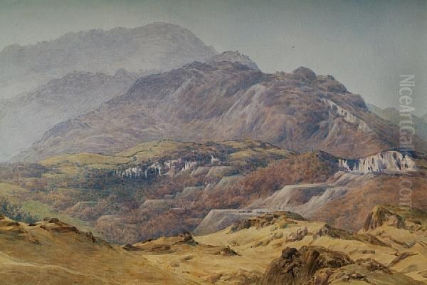 Tibberthwaite Quarries Oil Painting by William Gersham Collingwood