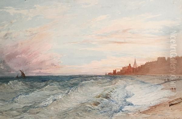 Beach Scene Oil Painting by William Collingwood Smith