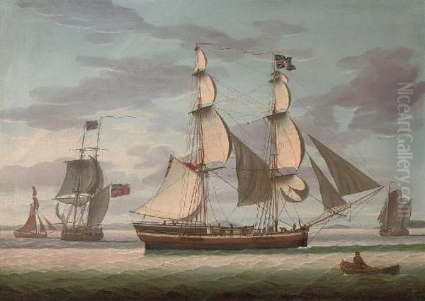 A Merchant Brig In Two Positions On The Solway Firth Oil Painting by Henry Collins