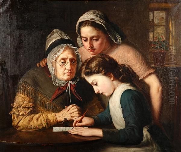 Granny's Letter Writer Oil Painting by Hugh Collins