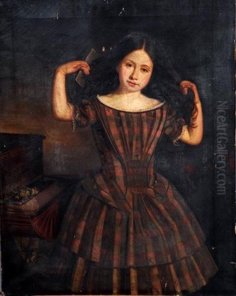 Scottish 
Portrait Of A Young Girl Oil Painting by Hugh Collins