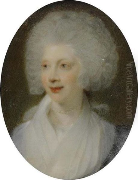 Oval Half-length Portrait Of Queen Charlotte Oil Painting by Richard Collins