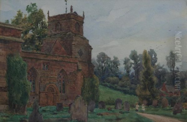 A Country Church Oil Painting by William Wiehe Collins