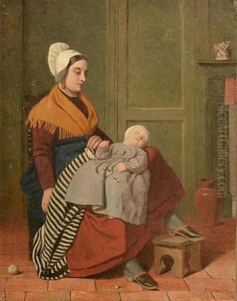 Mother And Child Oil Painting by James Collinson