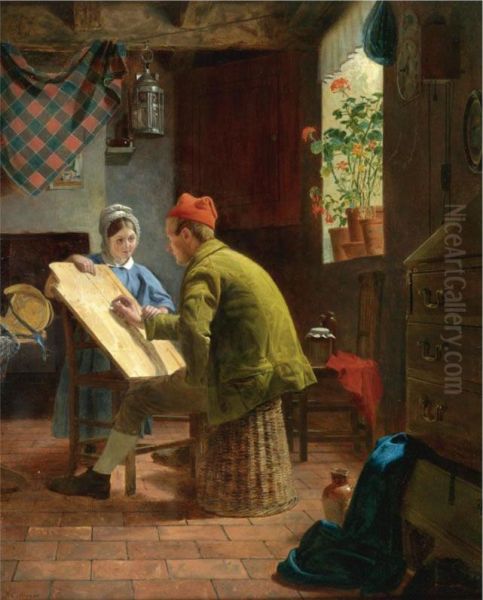 The Writing Lesson Oil Painting by James Collinson