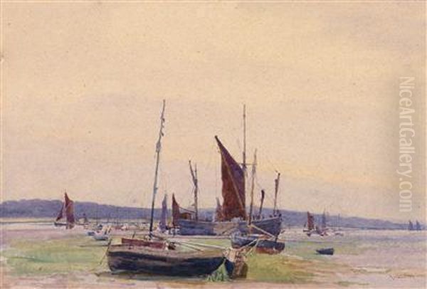 Fischerboote Oil Painting by Alfred James Collister