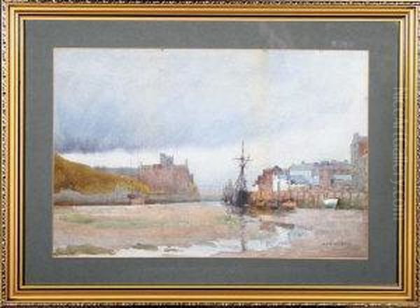 Whitby Harbour Oil Painting by Alfred James Collister