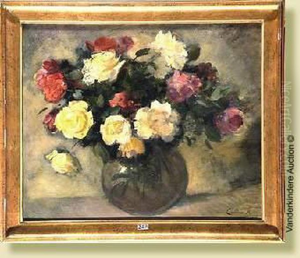 Vase De Roses by Jean Roch Collon