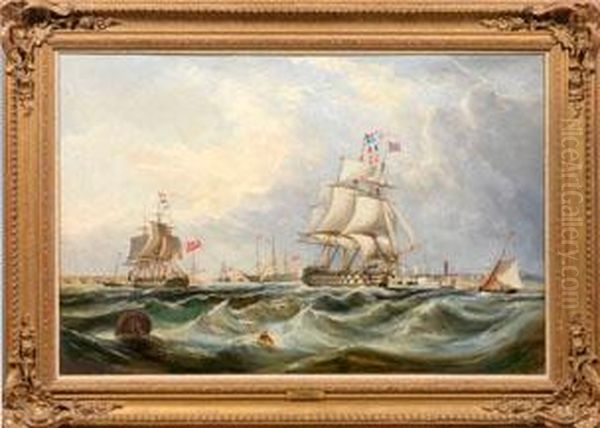 Kriegs-segelschiffe Im Hafen Von Portsmouth Zur Zeit Lord Nelsons Oil Painting by Ebenezer Colls