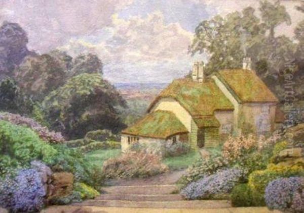 A Country Cottage In Summer Oil Painting by Margaret Collyer