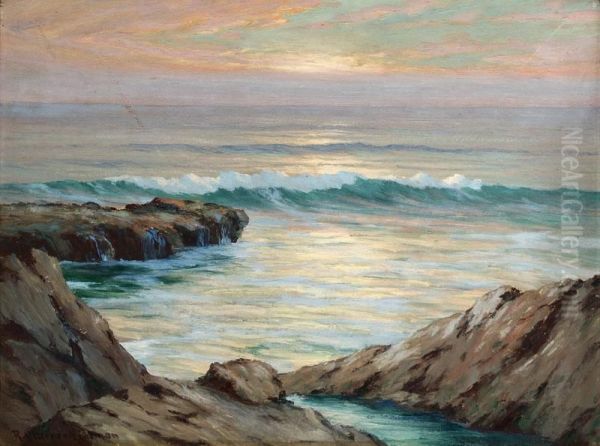 La Jolla Hermosa Coast Oil Painting by Roi Clarkson Colman